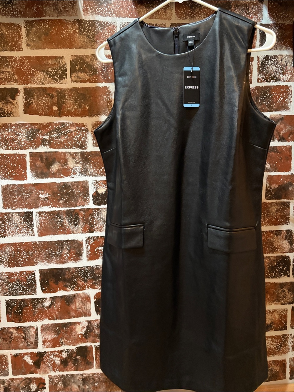 Express Black Faux Leather Mini Shift Dress